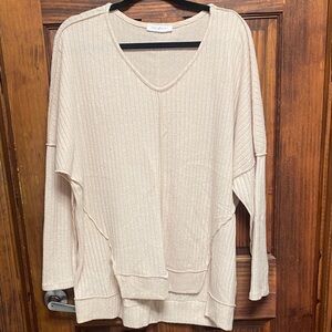 Ces Femme Beige Knit tunic top with glitter